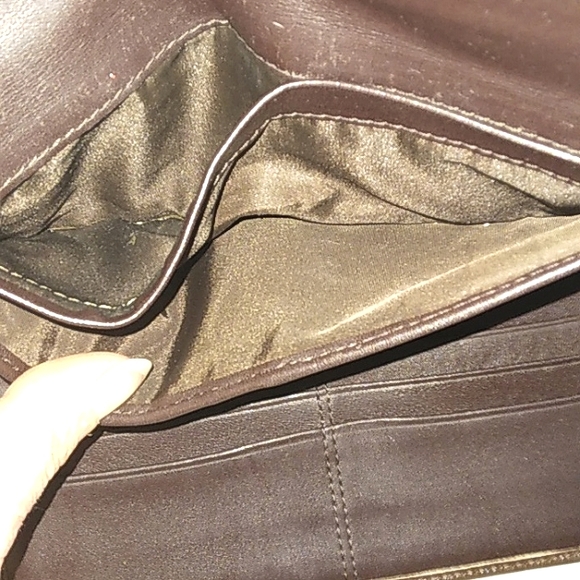 GUC Classic COACH Signature Mahogany/Khaki Large Checkbook Wallet~Rare - Picture 12 of 14
